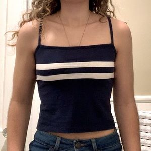 Brandy Melville John Galt Navy and White Tank Top